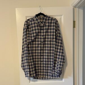 L.L. Bean Navy and Cream Plaid Button Down Shirt